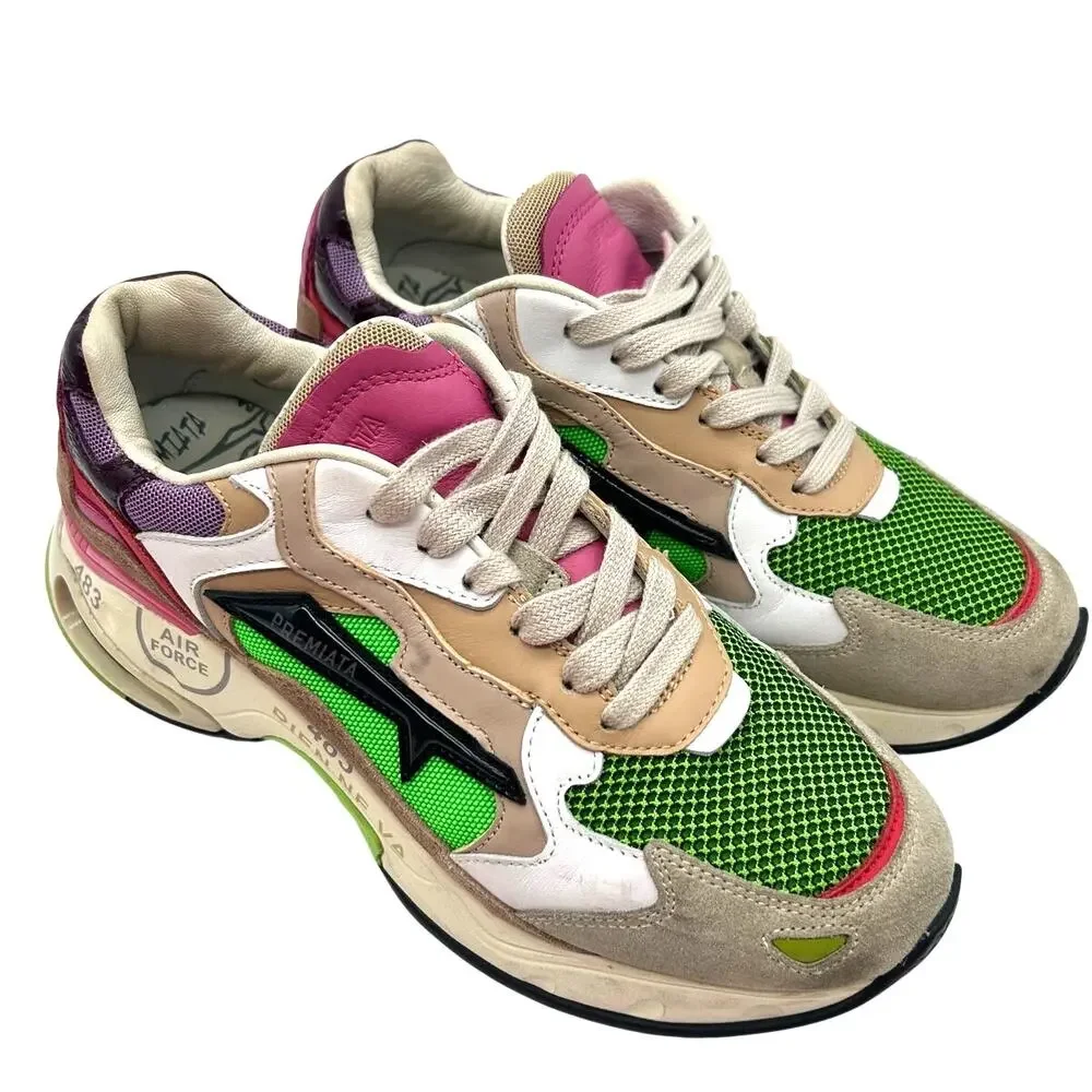 Premiata Sharky D Chunky Dad Sneakers Multicolor Leather EU 37 US 7 Designer